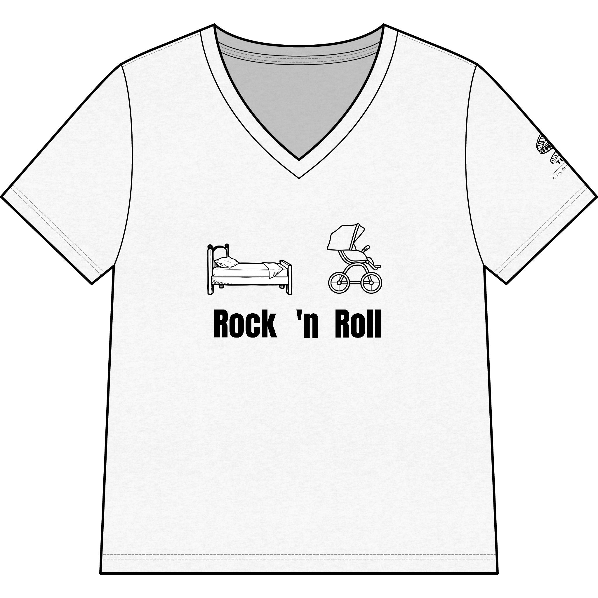 Rock 'n' Roll Mom V‑Neck Tee — Baby & Bed Icons Humor