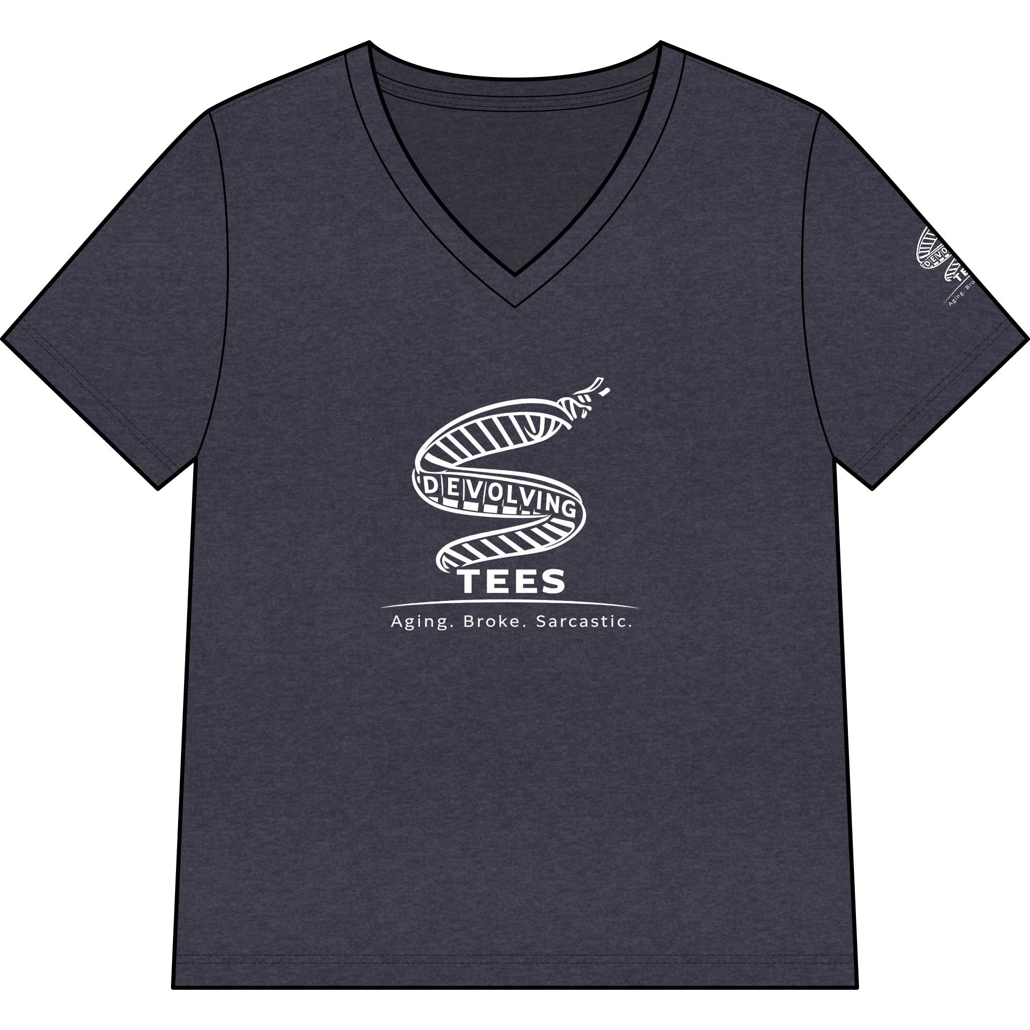'Devolving Tees Logo.' Women’s V-Neck Tees
