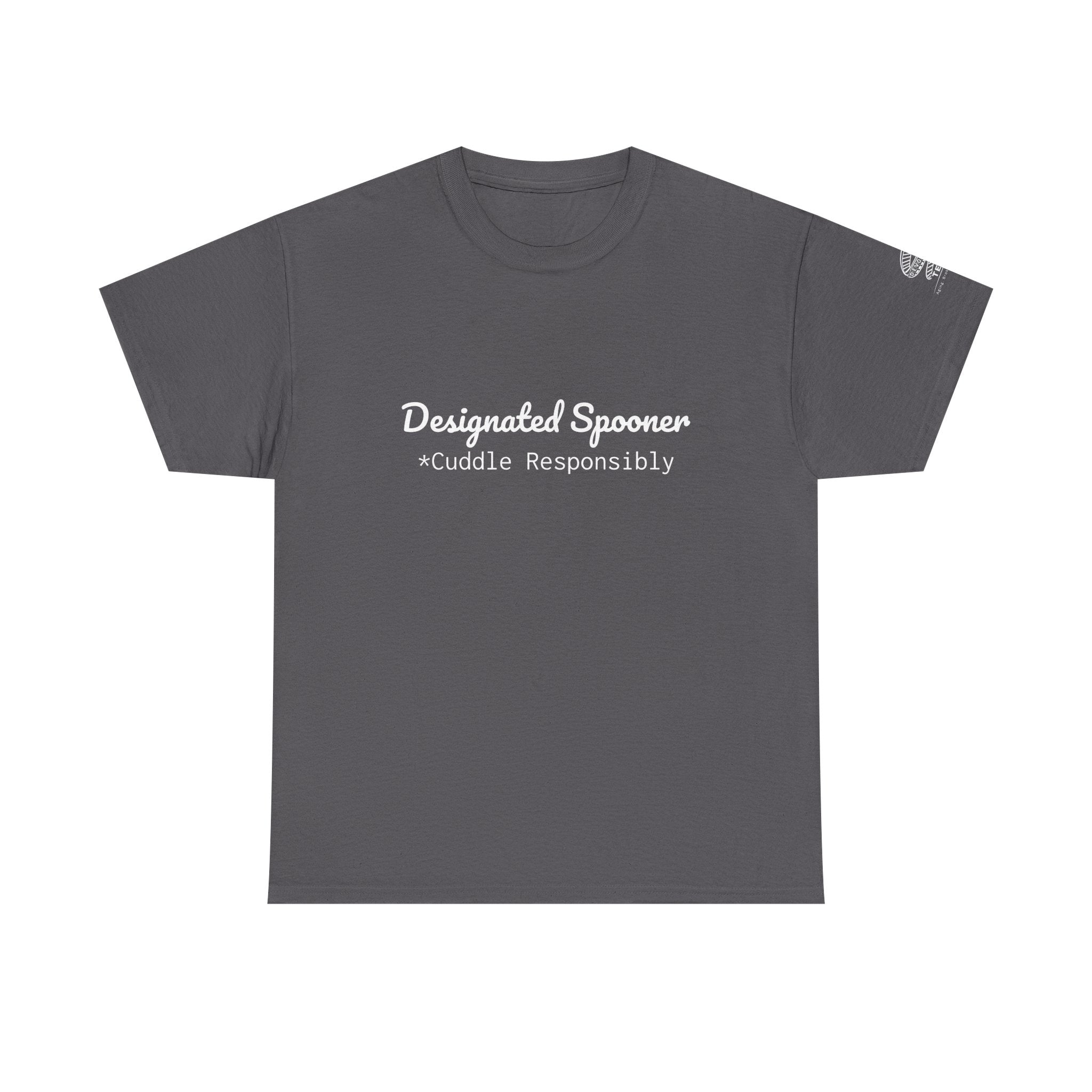 T-Shirt — “Designated Spooner • Cuddle Responsibly” Cute Couple Casual Tee