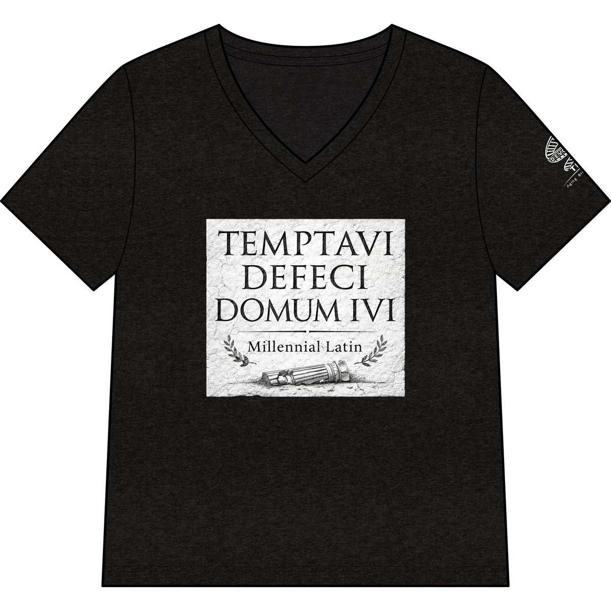 "Temptavi Defeci Domum Ivi" Millennial Latin Graphic V-Neck Tee