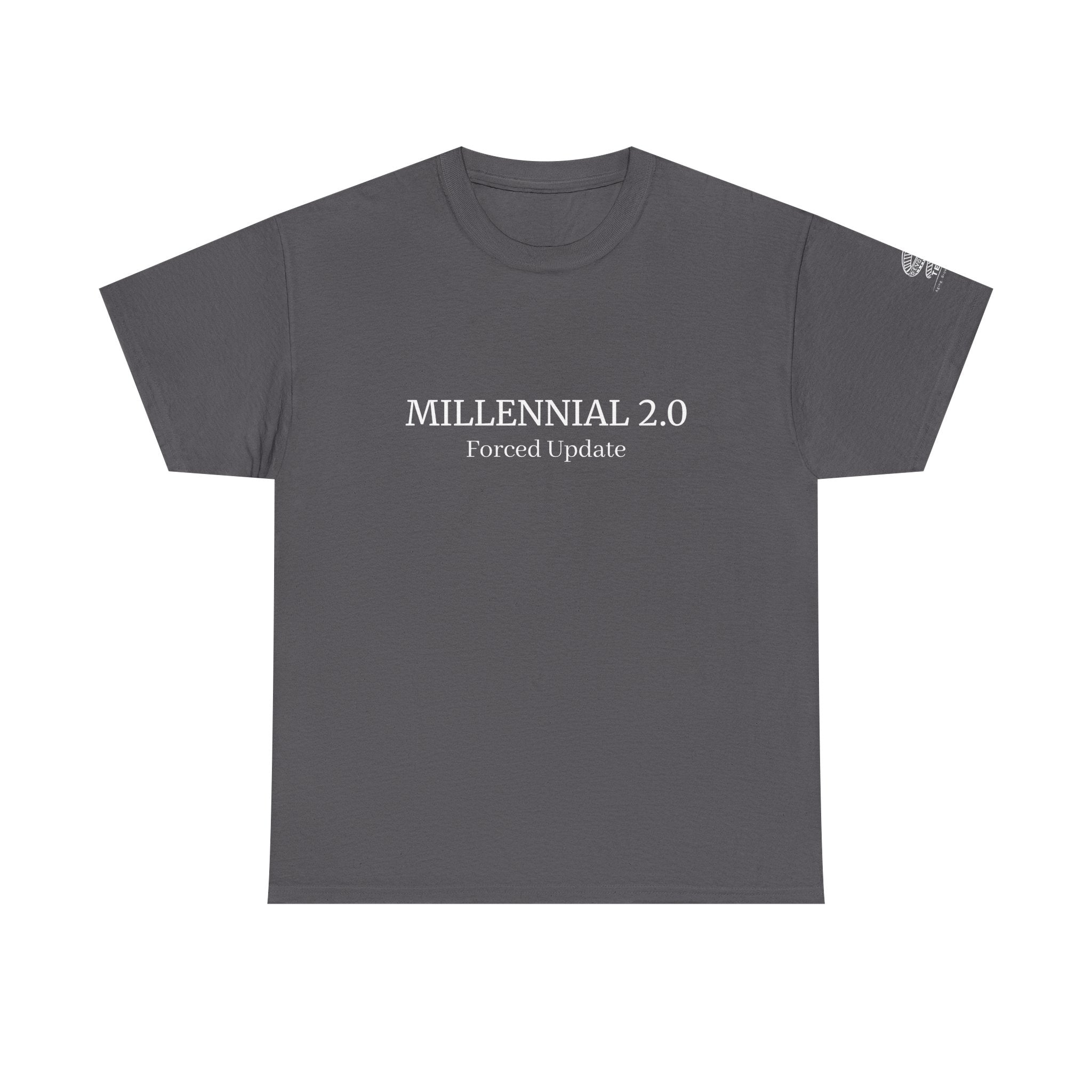 Millennial 2.0 "Forced Update" Tee — Minimal Retro Tech Graphic Shirt