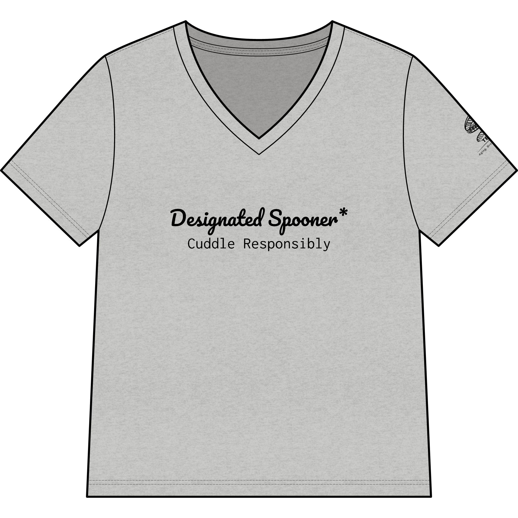 Women’s V-Neck Tee — "Designated Spooner: Cuddle Responsibly"
