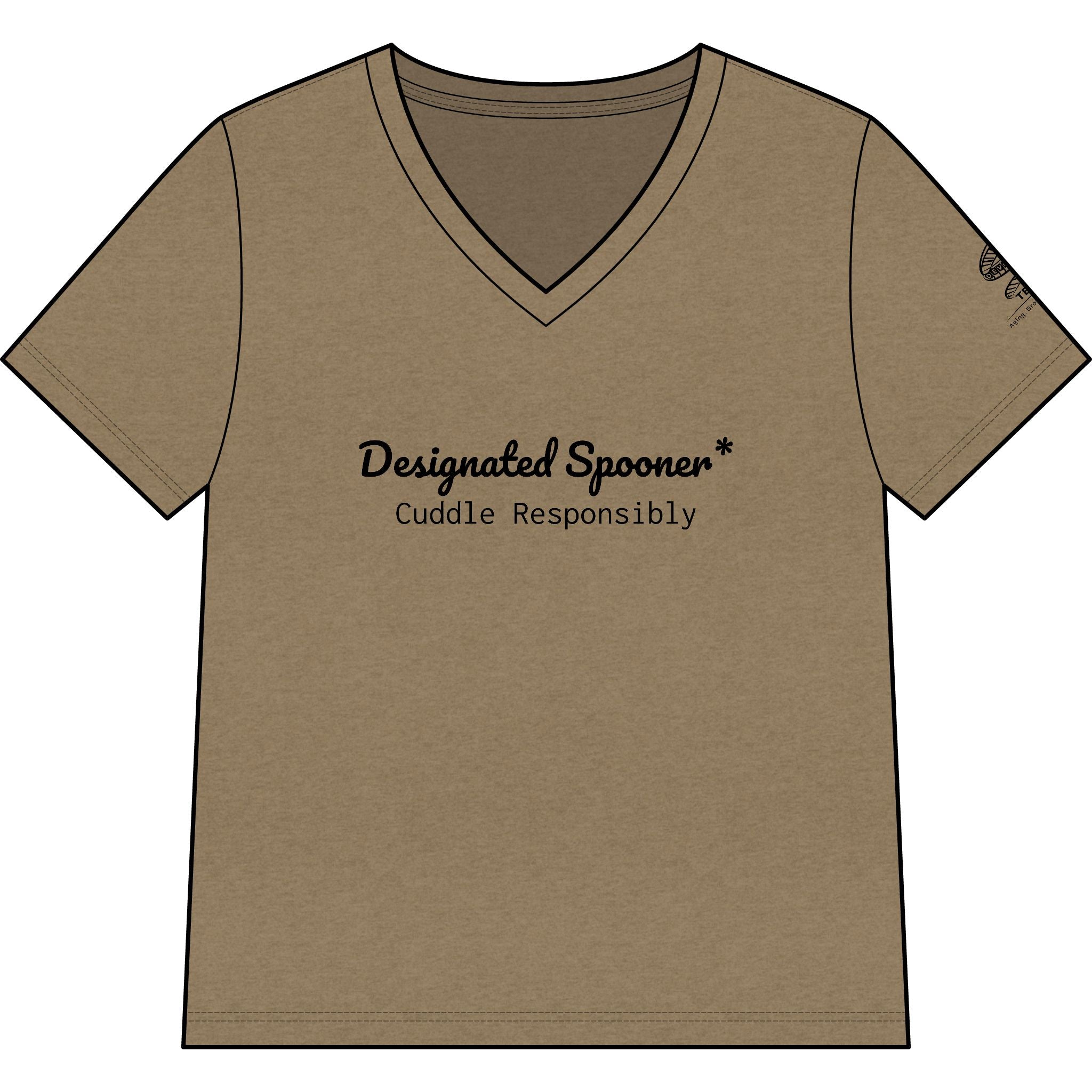 Women’s V-Neck Tee — "Designated Spooner: Cuddle Responsibly"