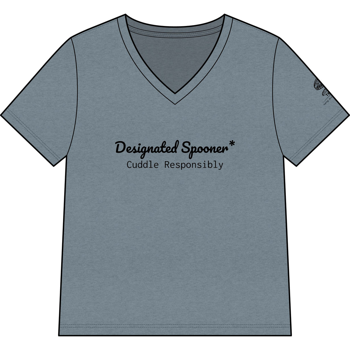 Women’s V-Neck Tee — "Designated Spooner: Cuddle Responsibly"