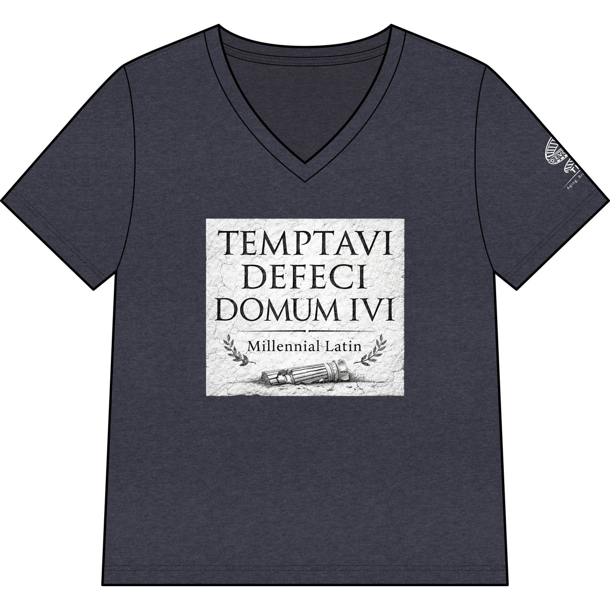 "Temptavi Defeci Domum Ivi" Millennial Latin Graphic V-Neck Tee