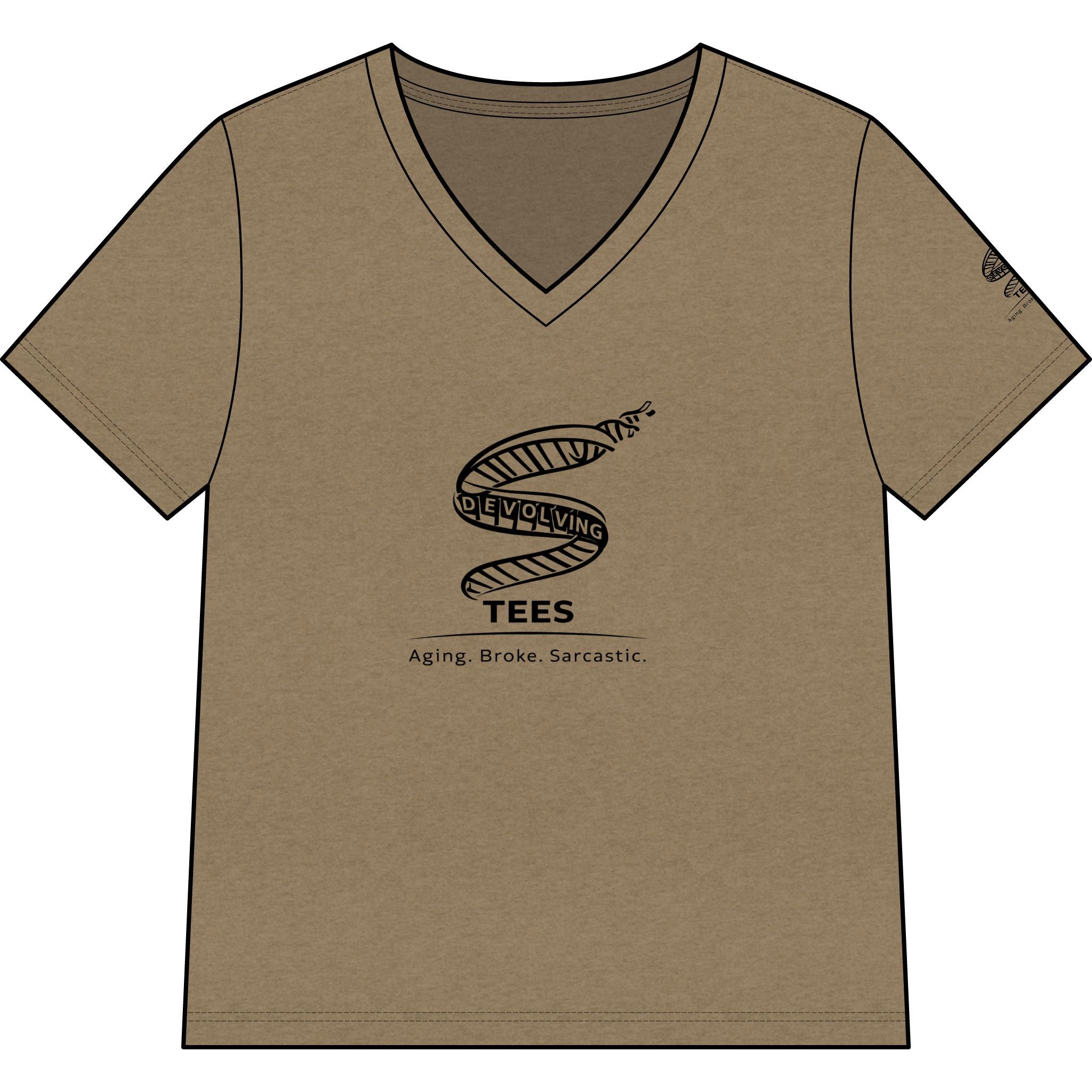 'Devolving Tees Logo.' Women’s V-Neck Tees
