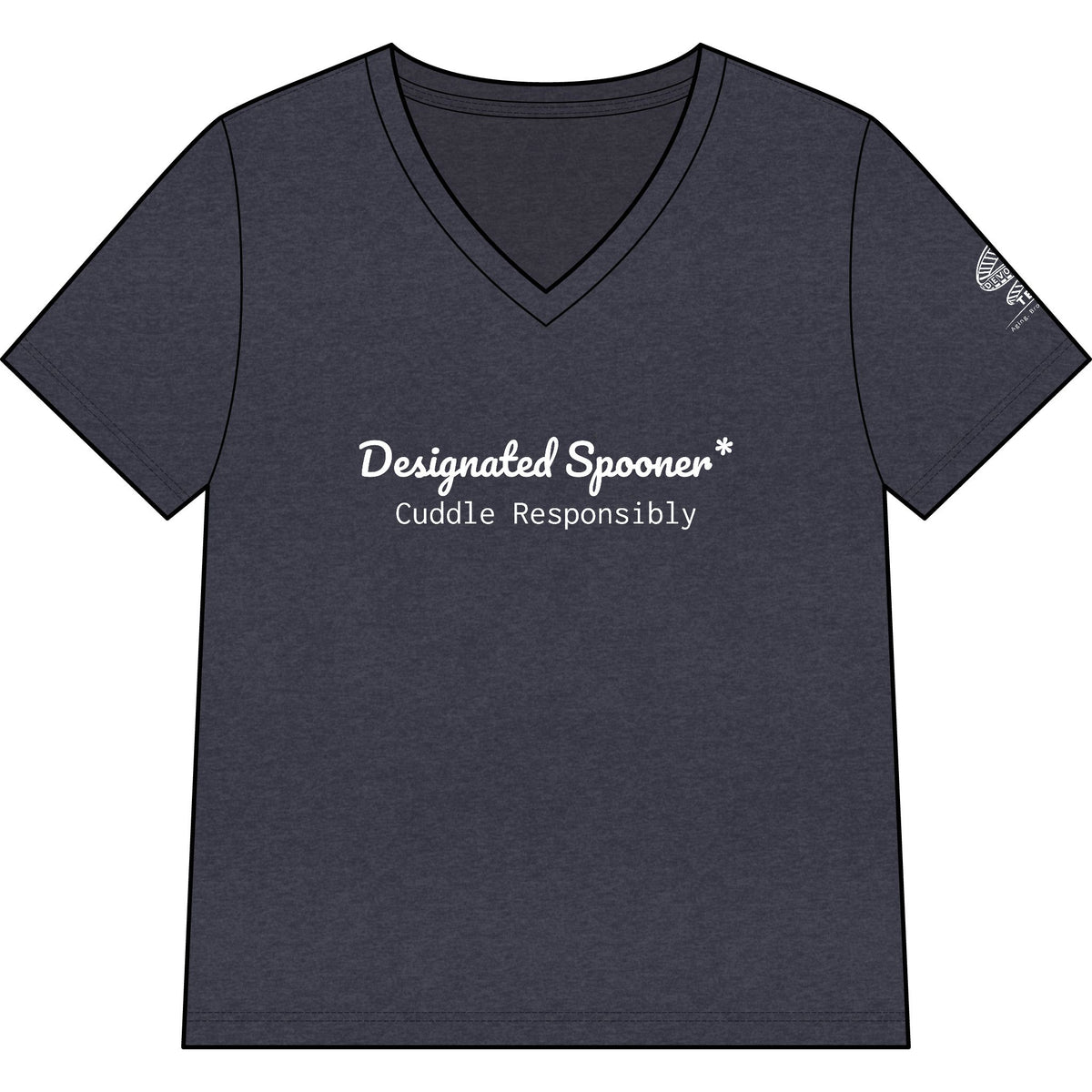 Women’s V-Neck Tee — "Designated Spooner: Cuddle Responsibly"