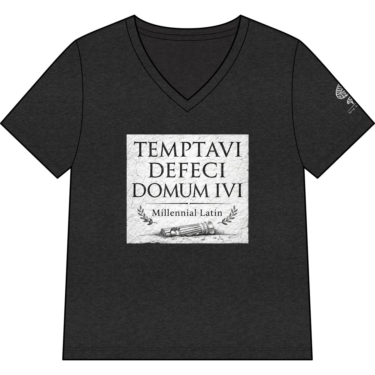 "Temptavi Defeci Domum Ivi" Millennial Latin Graphic V-Neck Tee