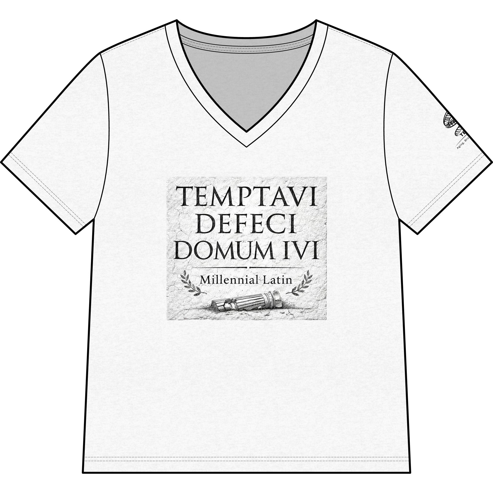 "Temptavi Defeci Domum Ivi" Millennial Latin Graphic V-Neck Tee