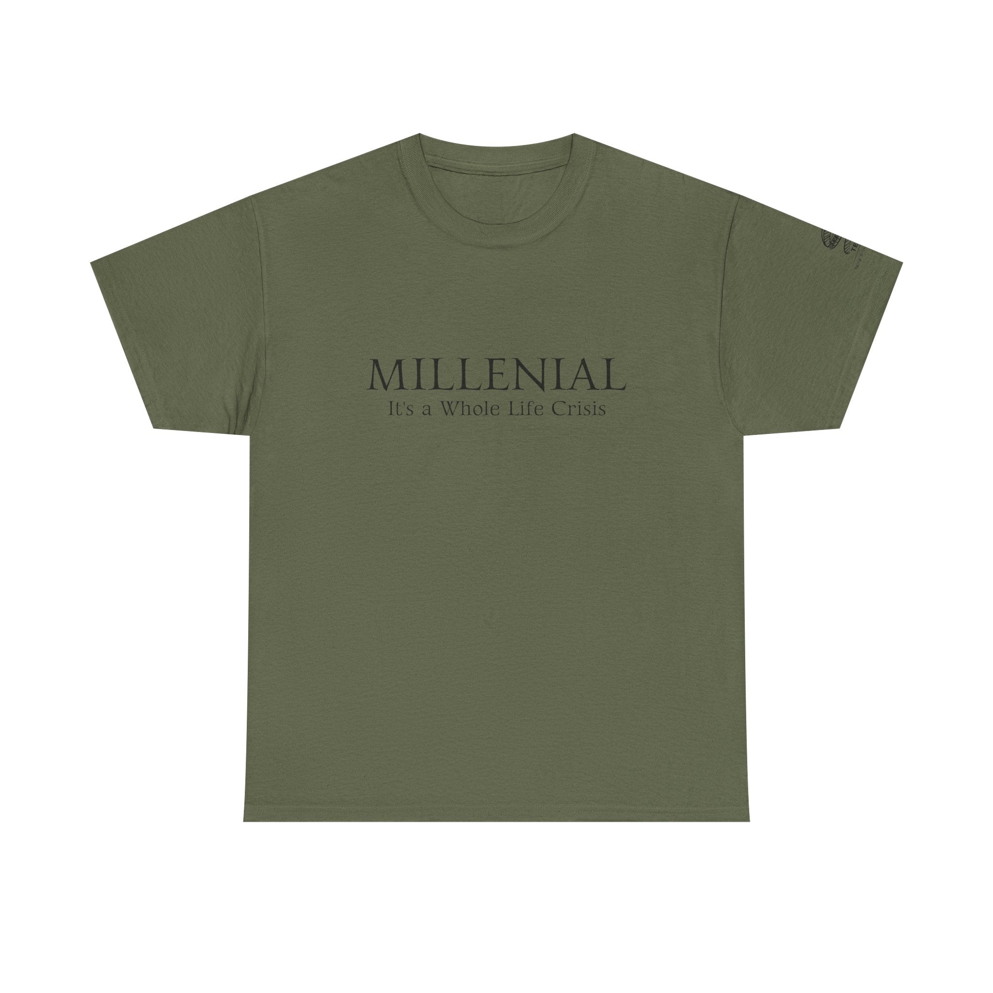 Millennial Tee — "It’s a Whole Life Crisis" Minimalist Graphic Shirt