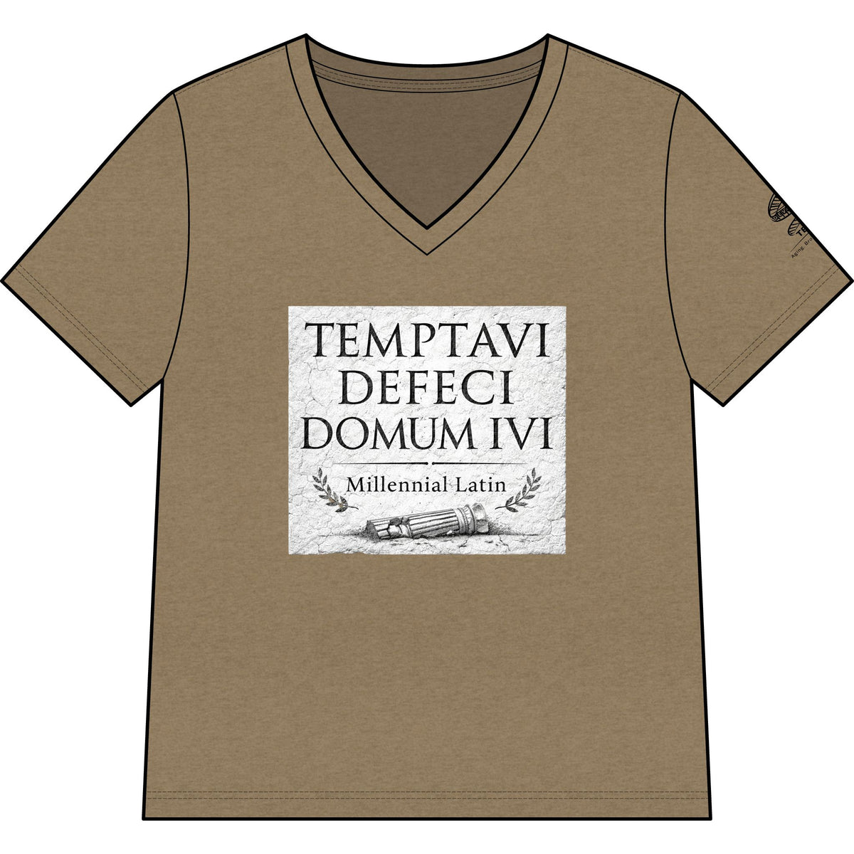 "Temptavi Defeci Domum Ivi" Millennial Latin Graphic V-Neck Tee