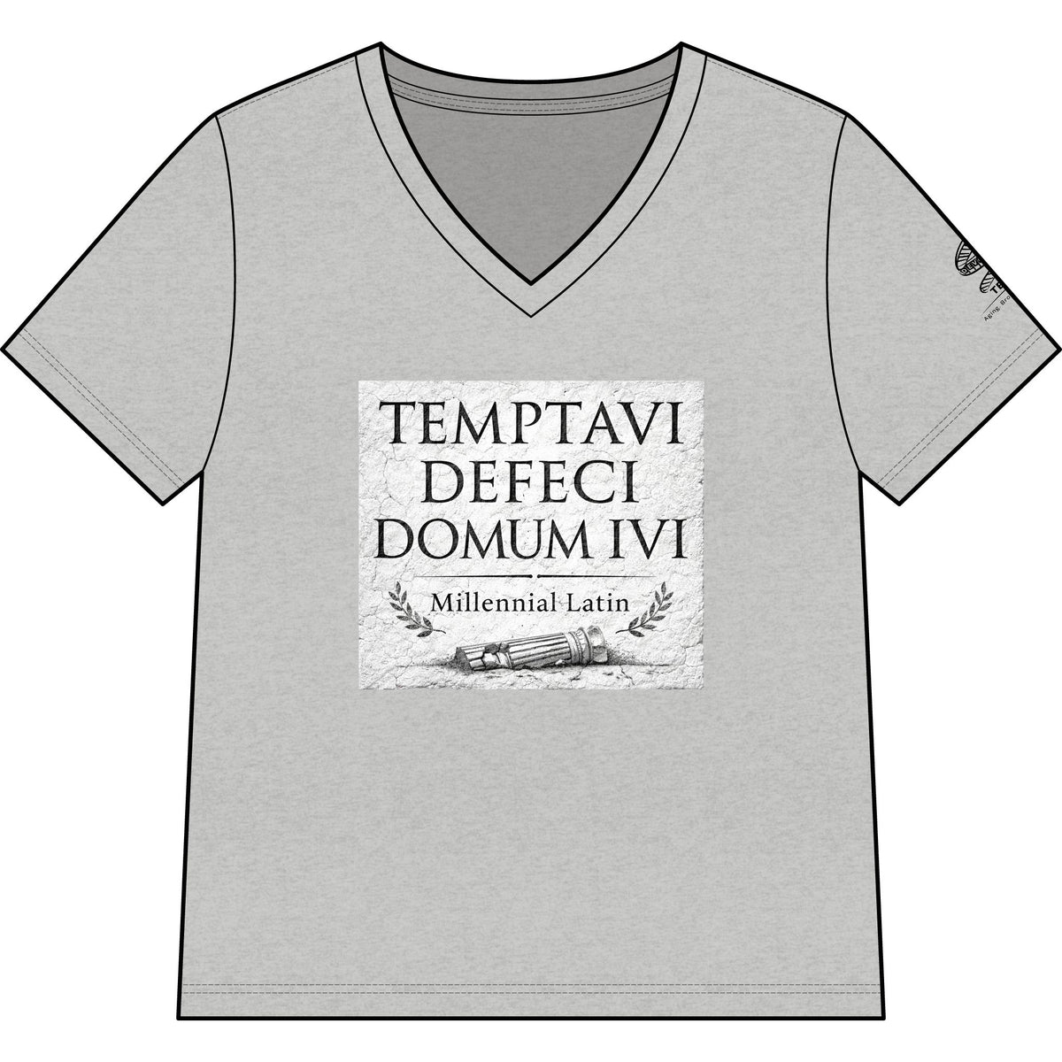 "Temptavi Defeci Domum Ivi" Millennial Latin Graphic V-Neck Tee