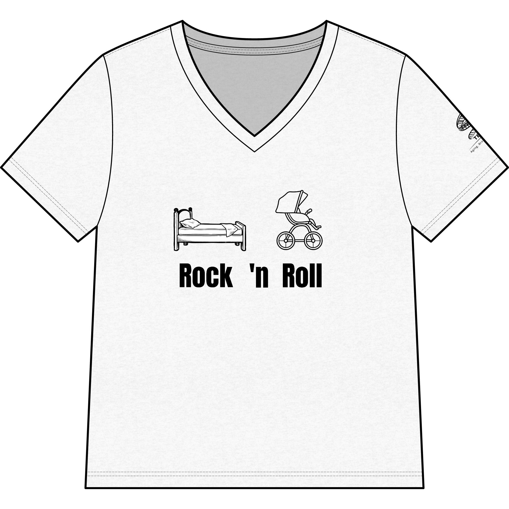Rock 'n Roll Mom V-Neck Tee — Baby & Bed Graphic