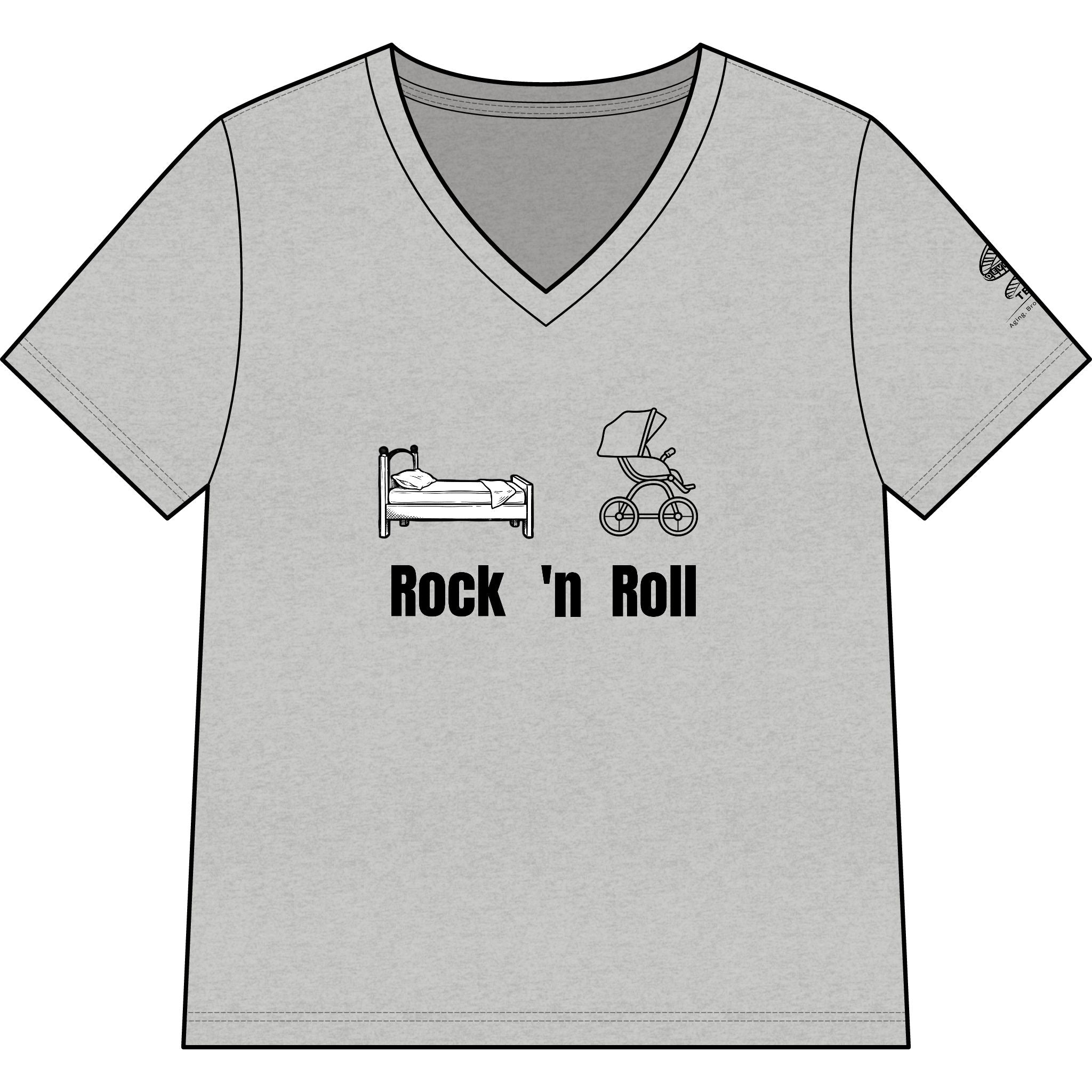 Rock 'n' Roll Mom V‑Neck Tee — Baby & Bed Icons Humor