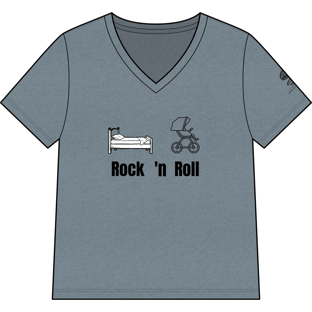 Rock 'n' Roll Mom V‑Neck Tee — Baby & Bed Icons Humor