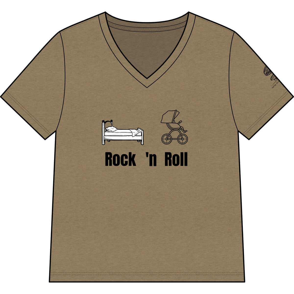 Rock 'n' Roll Mom V‑Neck Tee — Baby & Bed Icons Humor