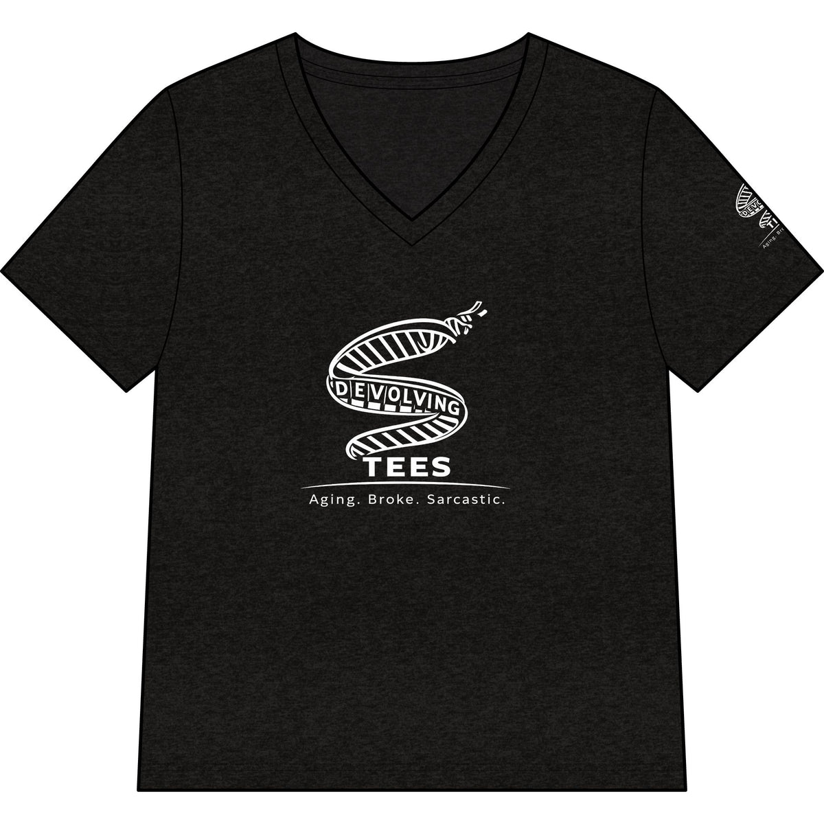 'Devolving Tees Logo.' Women’s V-Neck Tees